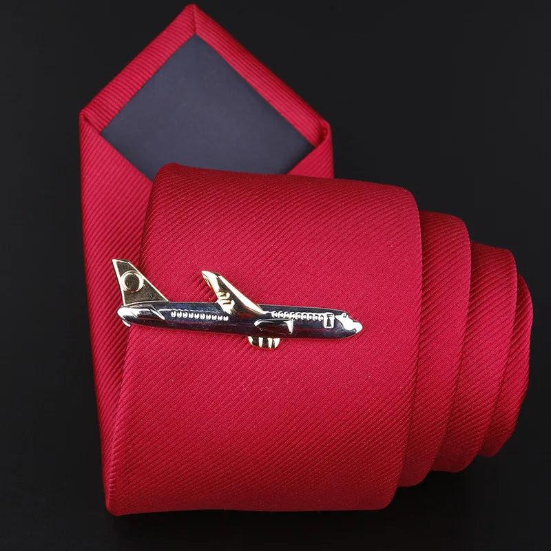 Airplane Copper Metal Tie Clip for Men's Ties Shirt Collar