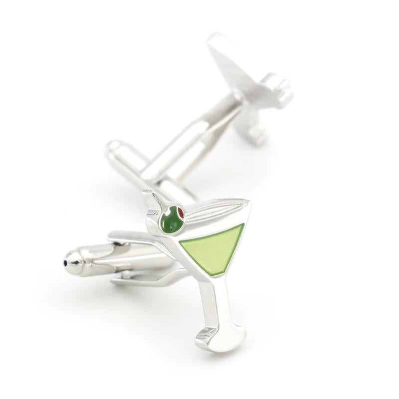 iGame Cocktail Cuff Links Green Brass Material Novelty Wine Glass