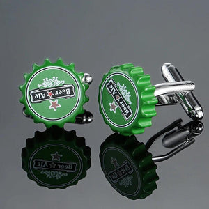 Green Beer Cap Cufflinks French Shirt Cufflinks