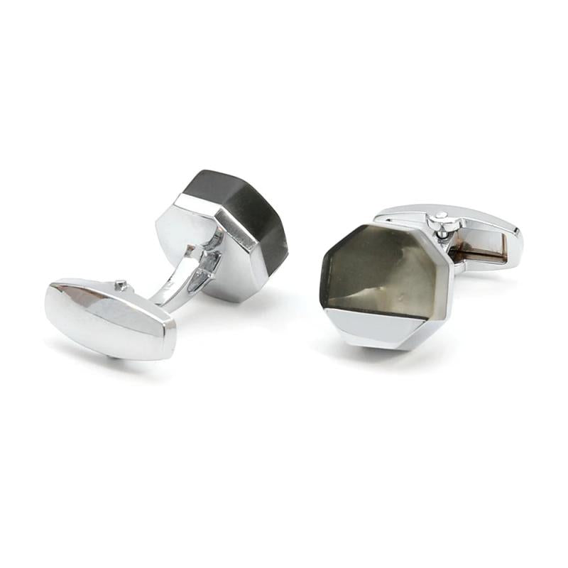 Hexagon Silver Cufflinks Men XK22S045 Formal Business Shirt Wedding
