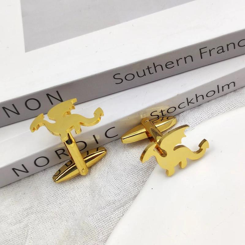 Dinosaur Cufflinks 2pcs Set Stainless Steel Shirt Cuff L