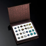 Silvery Copper Metal Zircon Crystal Cufflinks French Shirts Jewelry