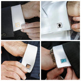 Silvery Copper Metal Zircon Crystal Cufflinks French Shirts Jewelry