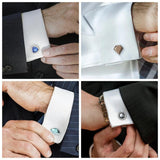 Silvery Copper Metal Zircon Crystal Cufflinks French Shirts Jewelry
