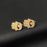 Judaism Hamesh Hand Cufflinks Eye of Fatima Gemelos Stainless Steel