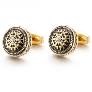 Gold-Color Rhinestone Cufflink Wedding Suit Shirt Buttons 51612