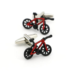 Men's Casual Bike Brass Cufflinks in Red