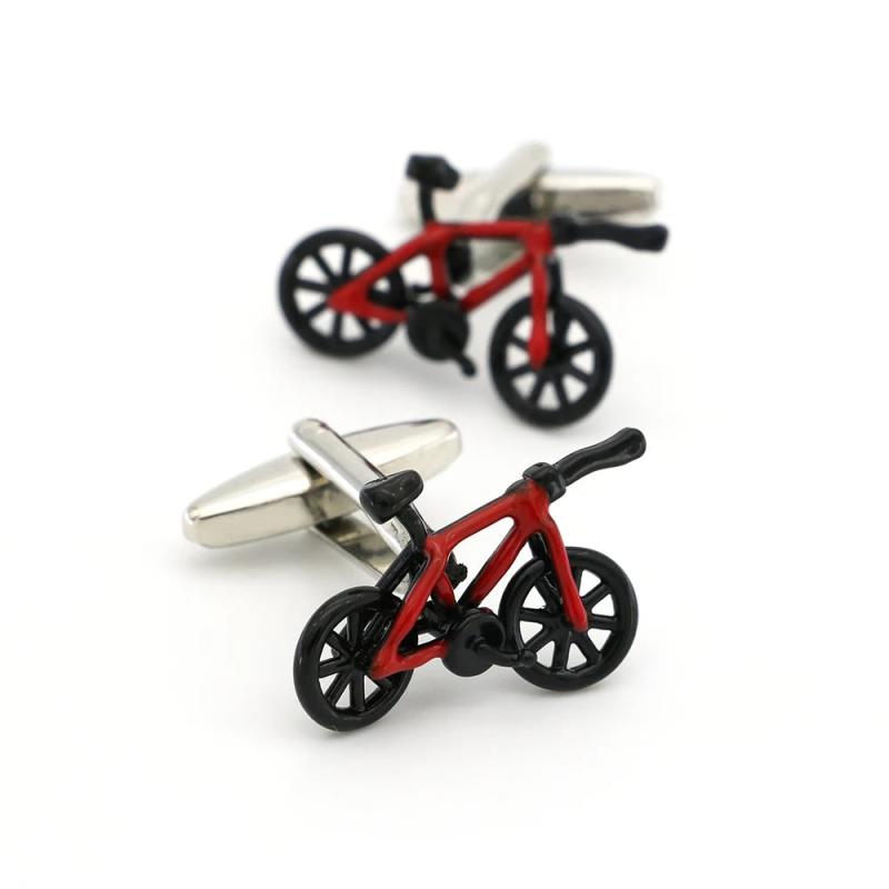 Men's Casual Bike Brass Cufflinks in Red