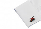 Men's Casual Bike Brass Cufflinks in Red