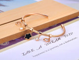 Acrylic Flower Charm Bracelet Bangle Stainless Steel CZ Crystal Jewelry
