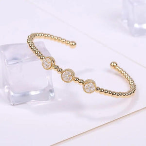 Lucky Charm Bracelet Cuff Zircon Bangles Jewelry Wedding Gift