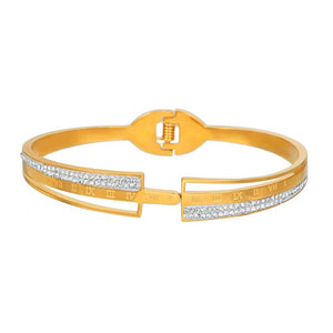 Crystal Rhinestone Pave Stainless Steel Bangle for Women