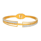 Crystal Rhinestone Pave Stainless Steel Bangle for Women