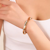 Crystal Rhinestone Pave Stainless Steel Bangle for Women