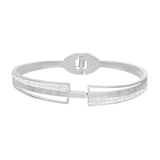 Crystal Rhinestone Pave Stainless Steel Bangle for Women
