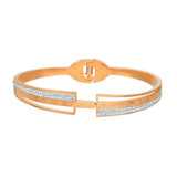 Crystal Rhinestone Pave Stainless Steel Bangle for Women