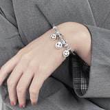 Smiling Face Bracelet Bangle Silver Plated for Women Men