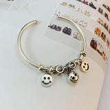 Smiling Face Bracelet Bangle Silver Plated for Women Men