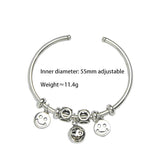 Smiling Face Bracelet Bangle Silver Plated for Women Men