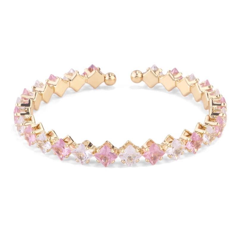 Green CZ Open Cuff Bangle Bracelet for Women
