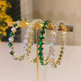 Green CZ Open Cuff Bangle Bracelet for Women