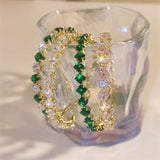 Green CZ Open Cuff Bangle Bracelet for Women