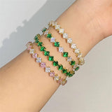 Green CZ Open Cuff Bangle Bracelet for Women
