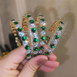 Green CZ Open Cuff Bangle Bracelet for Women