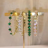 Green CZ Open Cuff Bangle Bracelet for Women