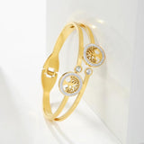 Boho Tree Charm Bangle for Women Stainless Steel Zircon Cuff Jewelry