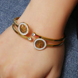 Boho Tree Charm Bangle for Women Stainless Steel Zircon Cuff Jewelry