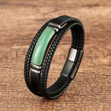 Tiger Eye Stone Charm Bracelet Multilayer Leather Rope Men's Bangle