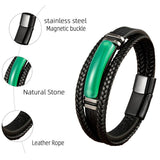 Tiger Eye Stone Charm Bracelet Multilayer Leather Rope Men's Bangle