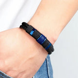 Braided Rope Leather Bracelets Charm Stainless Steel Bangle Couple Jewelry