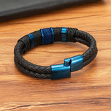 Braided Rope Leather Bracelets Charm Stainless Steel Bangle Couple Jewelry