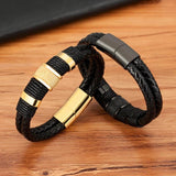 Braided Rope Leather Bracelets Charm Stainless Steel Bangle Couple Jewelry