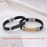 Geometric Stripe Cross Bangle Stainless Steel Cuff Silicone Bracelet