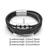 Stainless Steel Charm Men Bracelet Magnetic Clasp Mutilayer Leather Wrapping