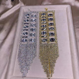 Exaggerated Rhinestone Tassel Hand Chain Bracelet for Women