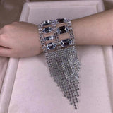 Exaggerated Rhinestone Tassel Hand Chain Bracelet for Women