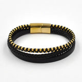 Men's Leather Ball Bracelet Stainless Steel Braided Hand-Made Jewelry