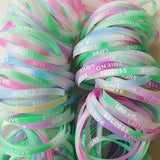 50PCS Luminous Silicone Bracelets Love Printed Bangles - Glowing Rubber Band