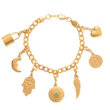 Punk Pendant Bracelet for Women Stainless Steel Heart Angel Wings