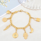 Punk Pendant Bracelet for Women Stainless Steel Heart Angel Wings