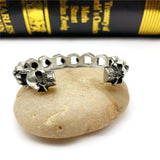 Vintage Double Skull Bangle Brass Men Jewelry