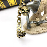 Vintage Double Skull Bangle Brass Men Jewelry