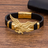 Charm Leather Bracelet with Eagles Animal Magnetic Jewelry