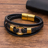 Tendy Braided Rope Steel Leather Bracelet Magnetic Clasp Bangle