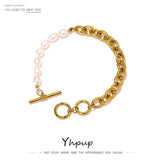 Natural Pearl Toggle-Clasps Chain Bracelet