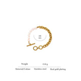 Natural Pearl Toggle-Clasps Chain Bracelet